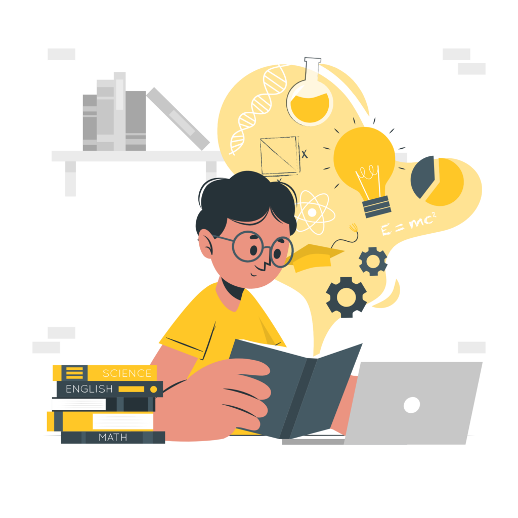 Student uczy się z podręcznika