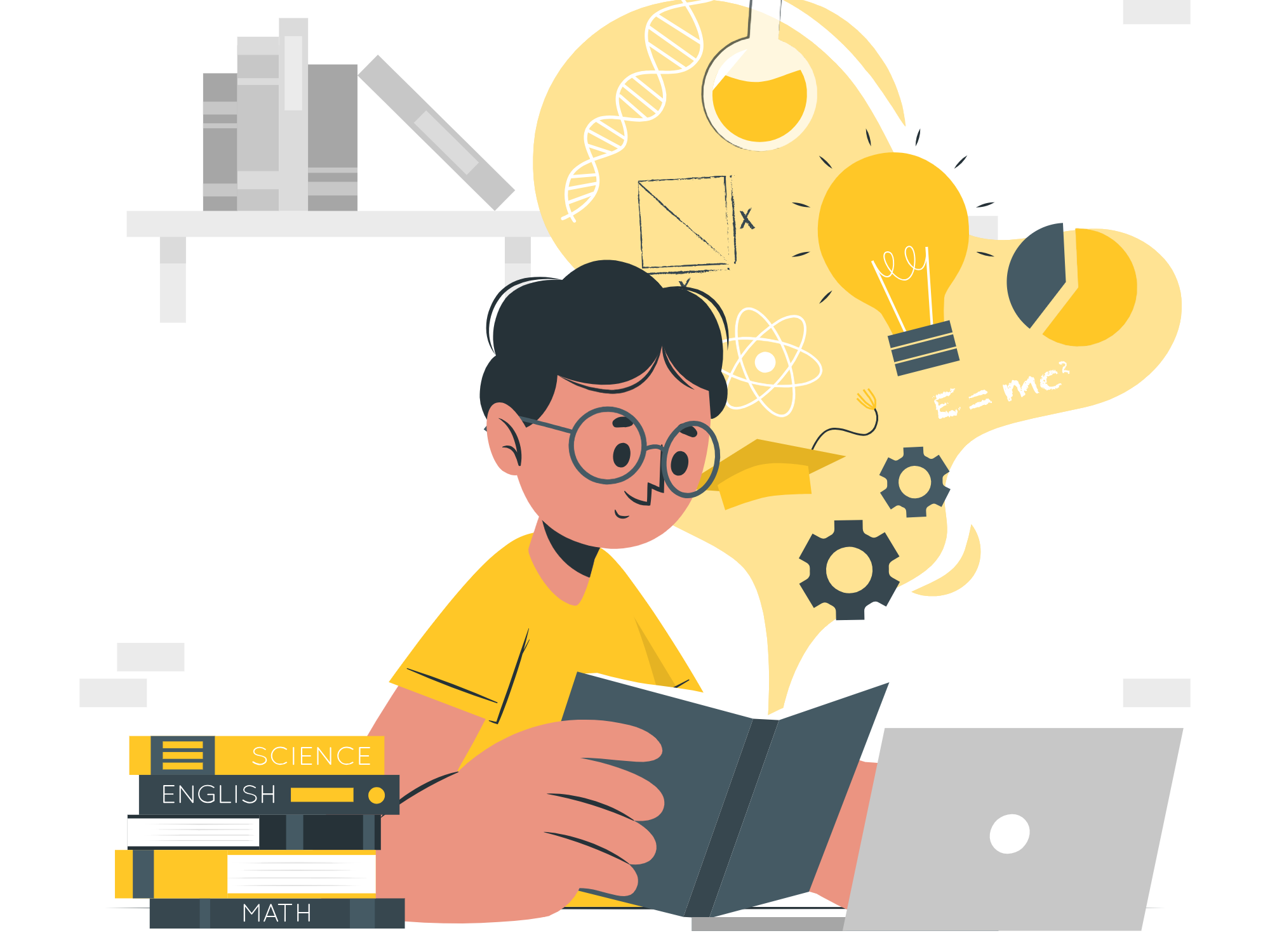 Student uczy się z podręcznika